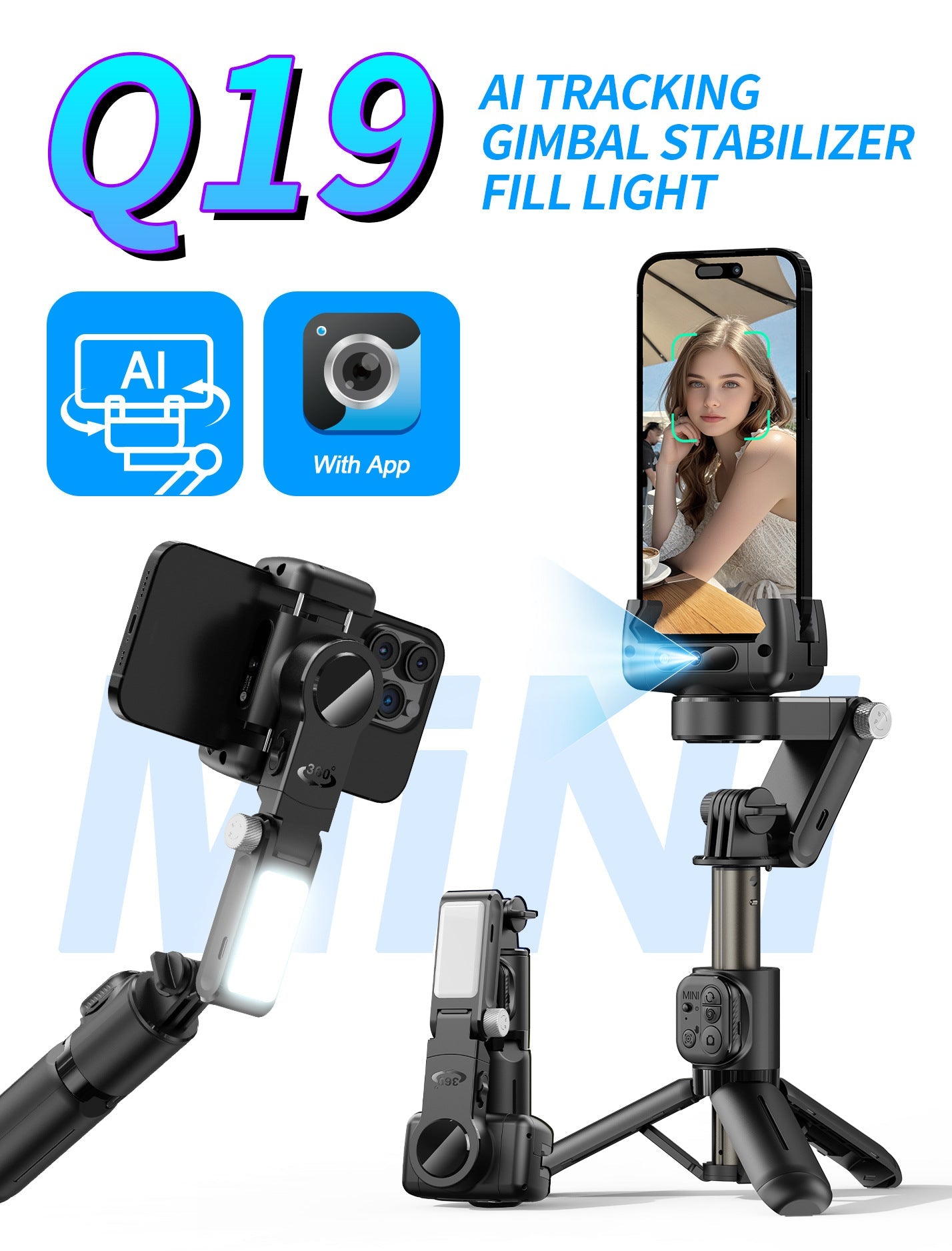 Cyke 3 - Axis Handheld Gimbal with Auto Face Tracking - Eleqz store