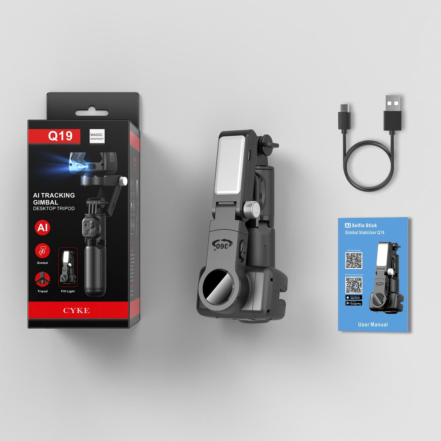 Cyke 3 - Axis Handheld Gimbal with Auto Face Tracking - Eleqz store