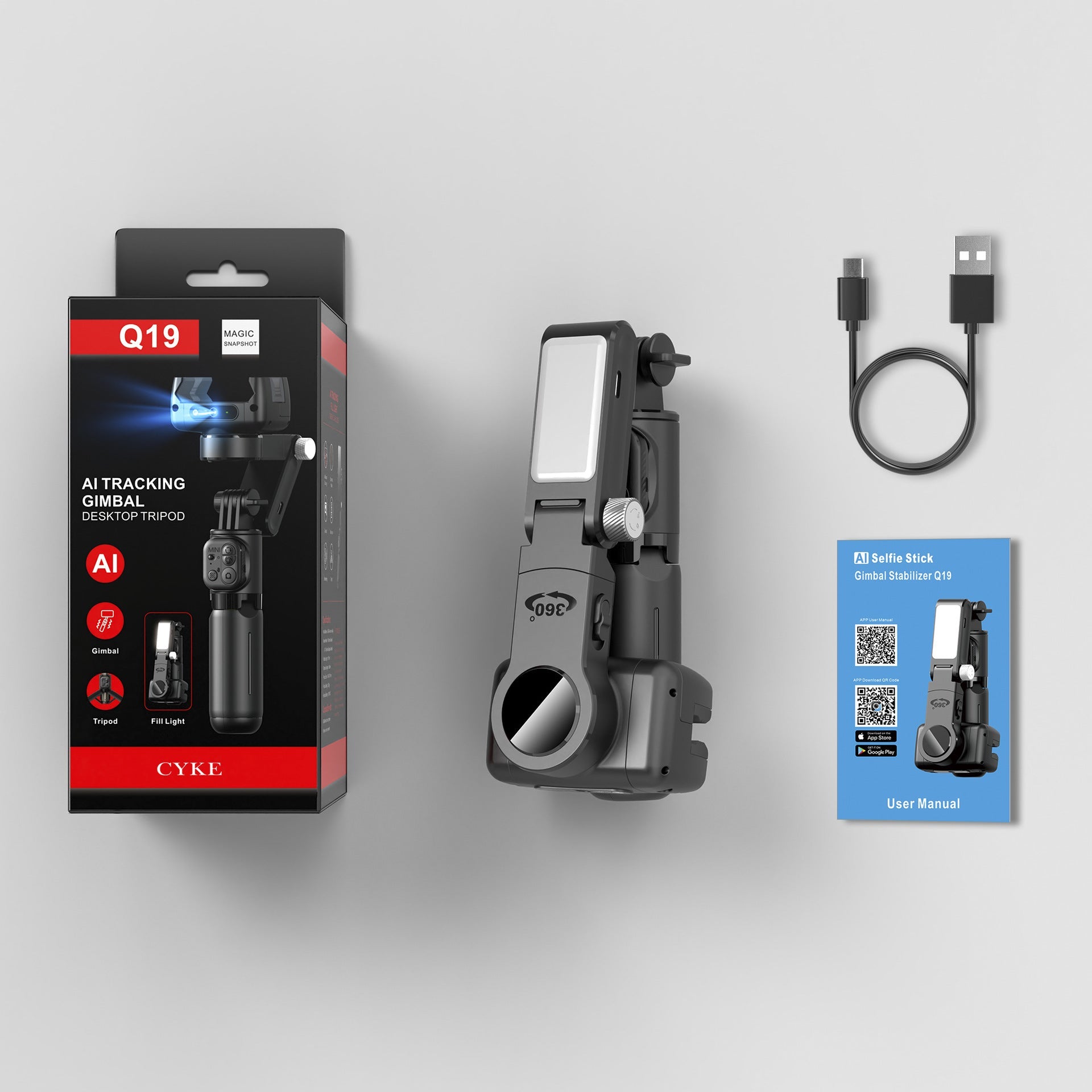 Cyke 3 - Axis Handheld Gimbal with Auto Face Tracking - Eleqz store